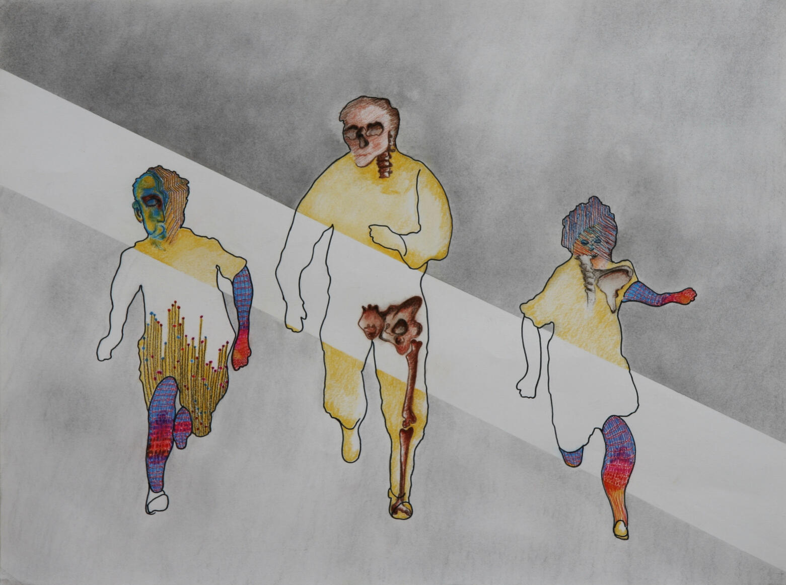 Sporten - Pastel tekening op papier (73x50cm) €340 - Giclée (110x80cm) uitvoerig op canvas €250