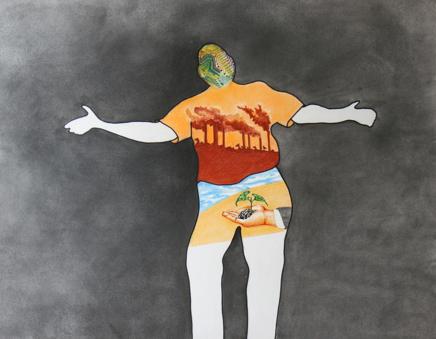 Save the world - Pastel tekening op papier (73x50cm) €340 ingekadered €450 - Giclée (110x80cm) uitvoerig op canvas €250