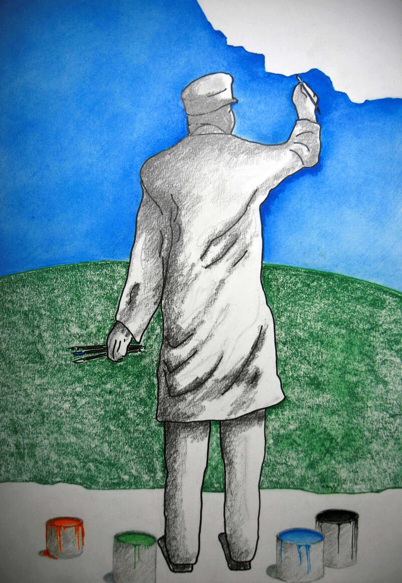 De Wereld Schilderen - Pastel tekening op papier (50x73cm) €340