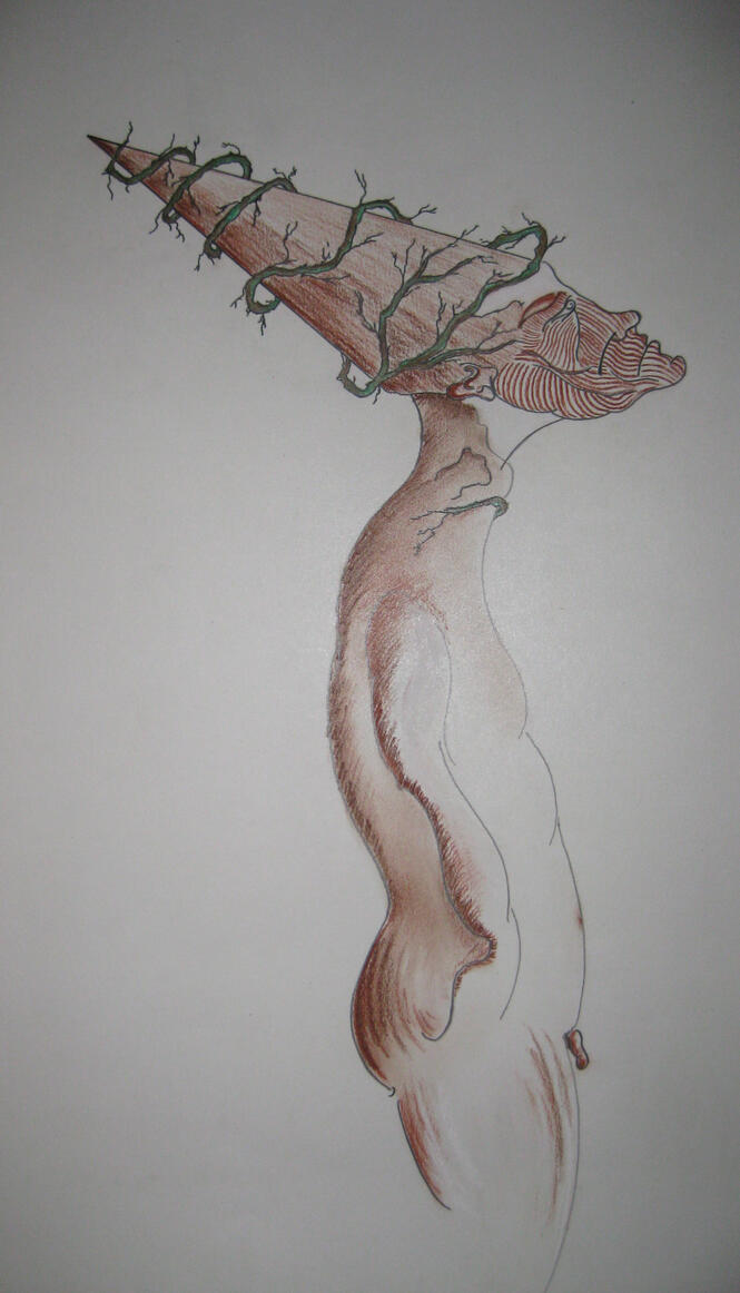 Ontworteld II - Pastel tekening op papier (55x73cm) €340 - Giclée (100x75cm) uitvoerig op canvas €250