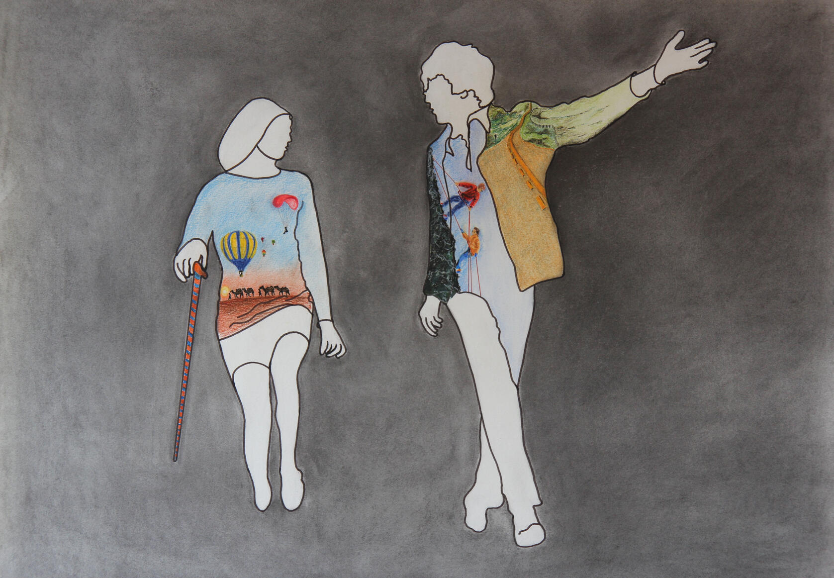 Waarheen - Pastel tekening op papier (73x55cm) €340 ingekadered €450 - Giclée (100x69,2cm) uitvoerig op canvas €250