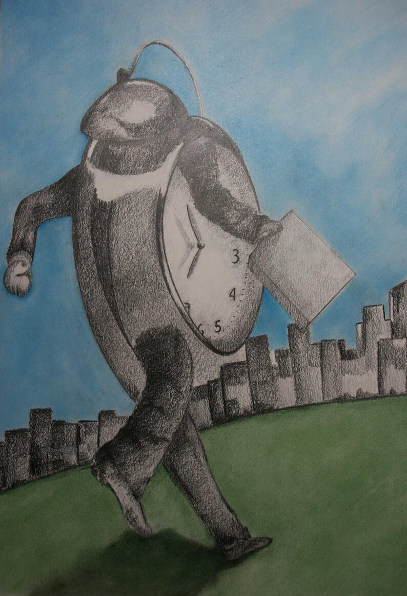 Tegen de Klokrun - Pastel tekening op papier (50x73cm) €340