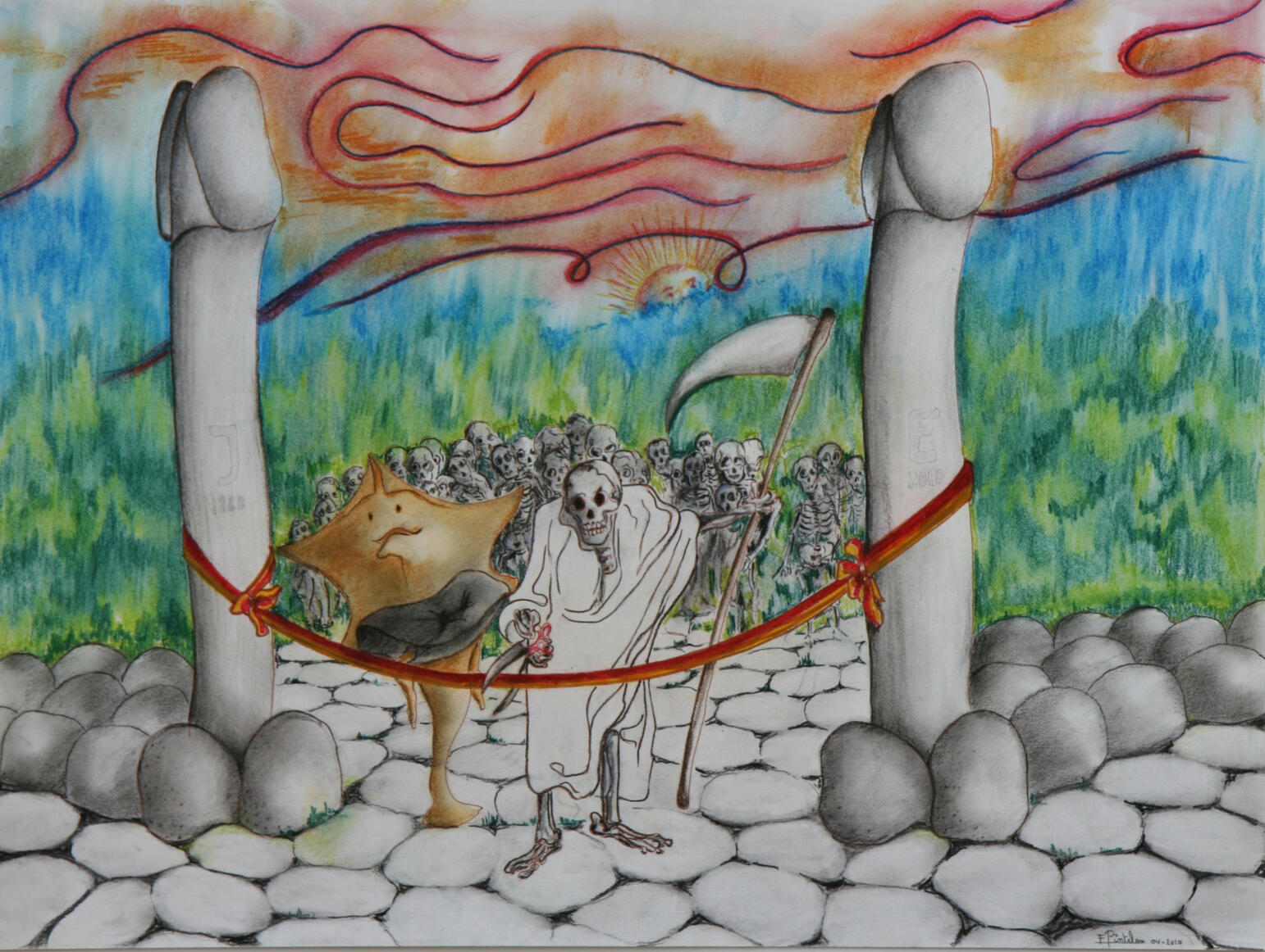 Ensor 150 Jaar later - Pastel tekening op papier (75x55cm) €340 - Giclée (110x80cm) uitvoerig op canvas €270