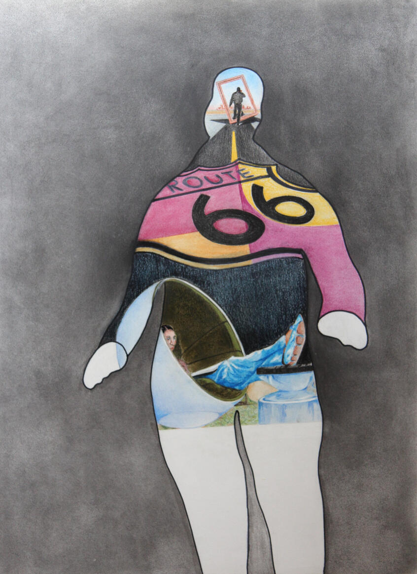 Op Weg - Pastel tekening op papier (50x73cm) €340 ingekadered €450 - Giclée (54x74cm) uitvoerig op canvas €220