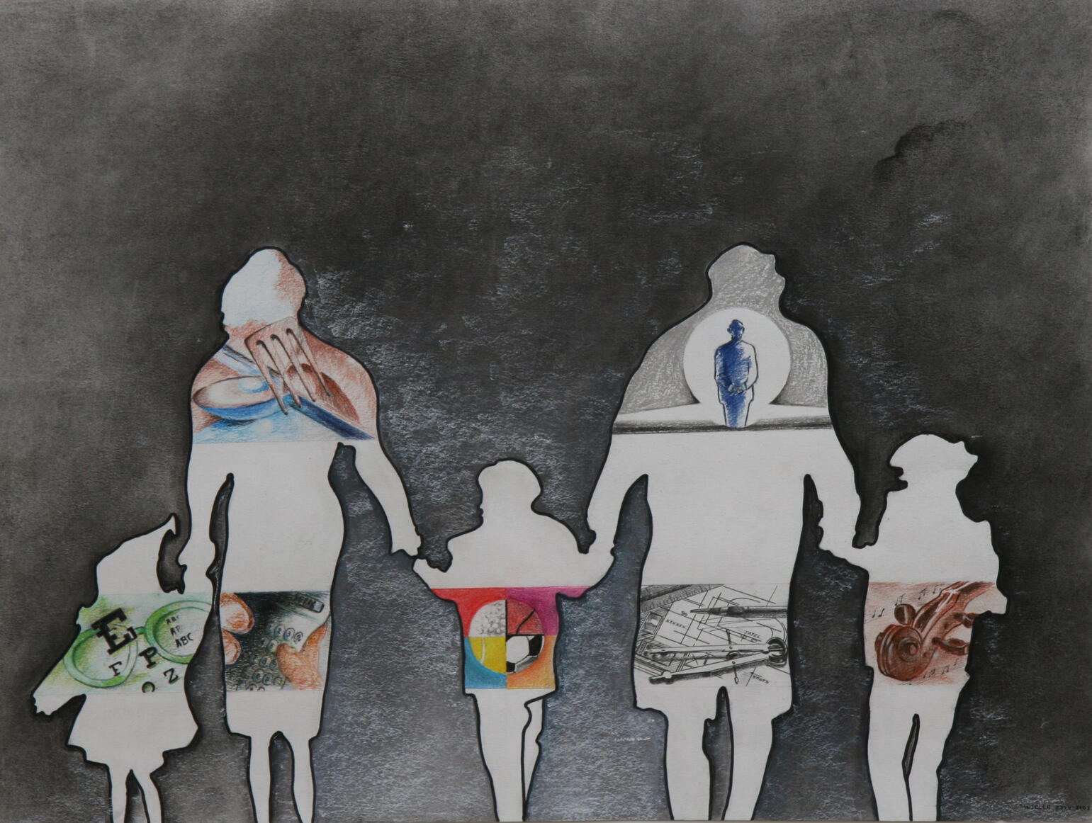 Samen - Pastel tekening op papier (73x50cm) €340 ingekadered €450 - Giclée (110x80cm) uitvoerig op canvas €250