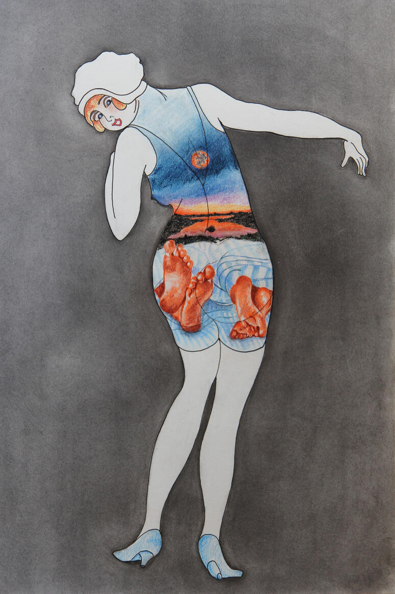 Relaxen - Pastel tekening op papier (119x79,5) €340 - Giclée (119x80cm) uitvoerig op canvas €250