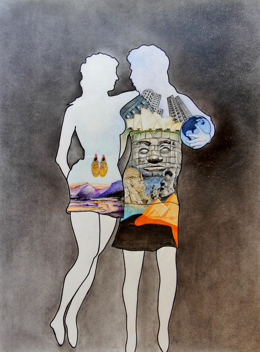 De Wereld Verkennen - Pastel tekening op papier (73x55cm) €340 - Giclée (100x66,6cm) uitvoerig op canvas €250