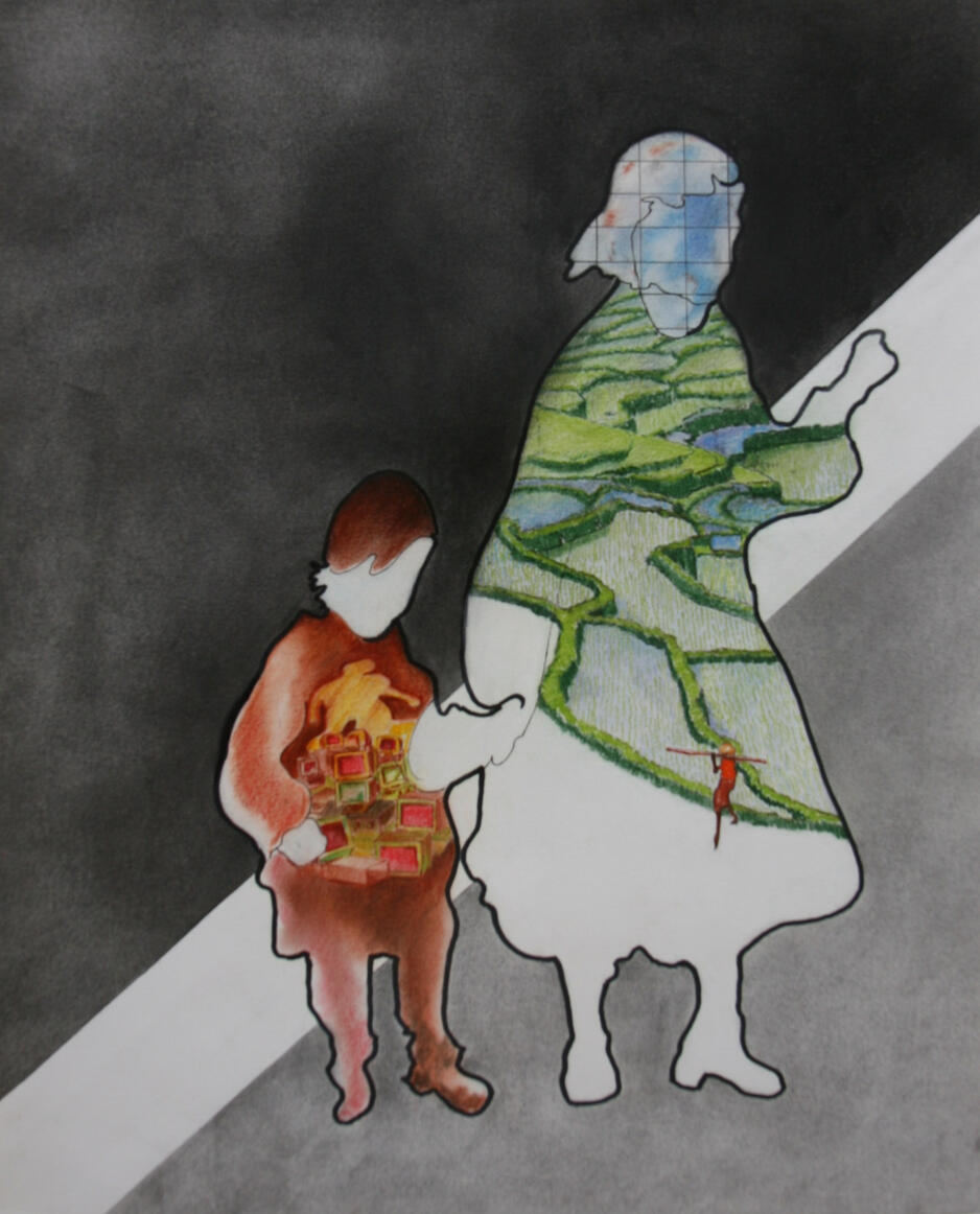 Contrast - Pastel tekening op papier (45x55cm) €340 - Giclée (58x73cm) uitvoerig op canvas €220