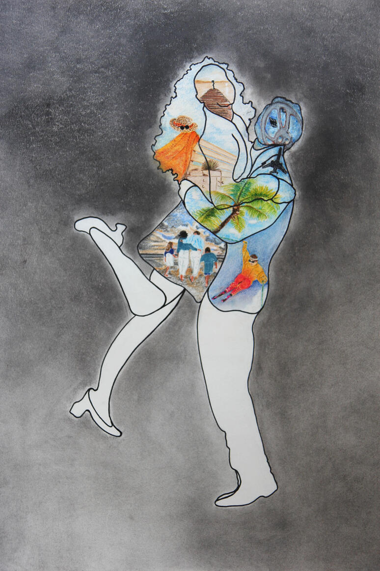 Vakantie II - Pastel tekening op papier (55x73cm) €340 - Giclée (119x80cm) uitvoerig op canvas €250