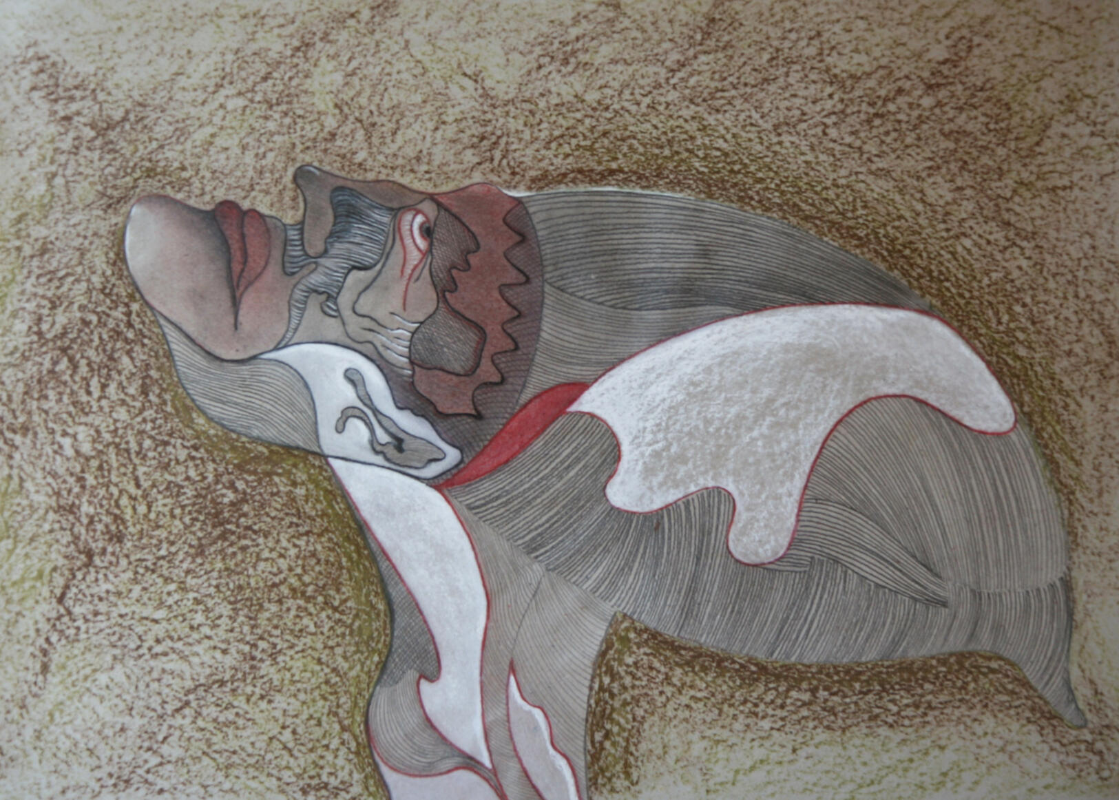 Pharao - Pastel tekening op papier (69x50cm) €340 - Giclée (84x59cm) uitvoerig op canvas €220